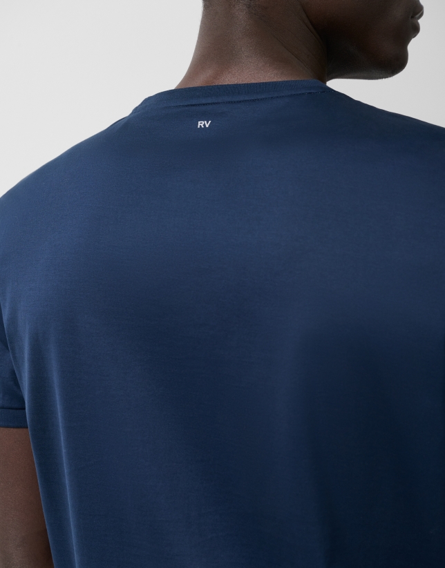 Navy blue mercerised T-shirt