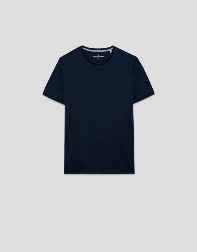 Navy blue mercerised T-shirt