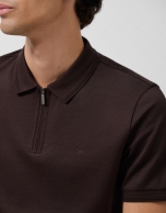 Brown textured short-sleeved polo shirt