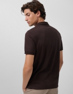 Brown textured short-sleeved polo shirt