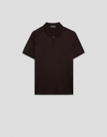 Polo manga corta en algodón mercerizado textura marrón