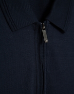 Navy textured short-sleeved polo shirt