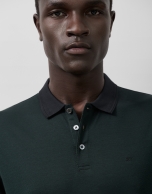 Polo jacquard mercerizado verde/marino