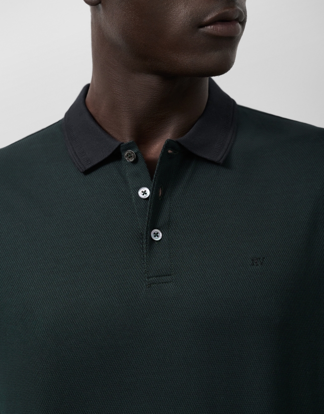 Polo jacquard mercerizado verde/marino
