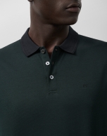 Polo jacquard mercerizado verde/marino