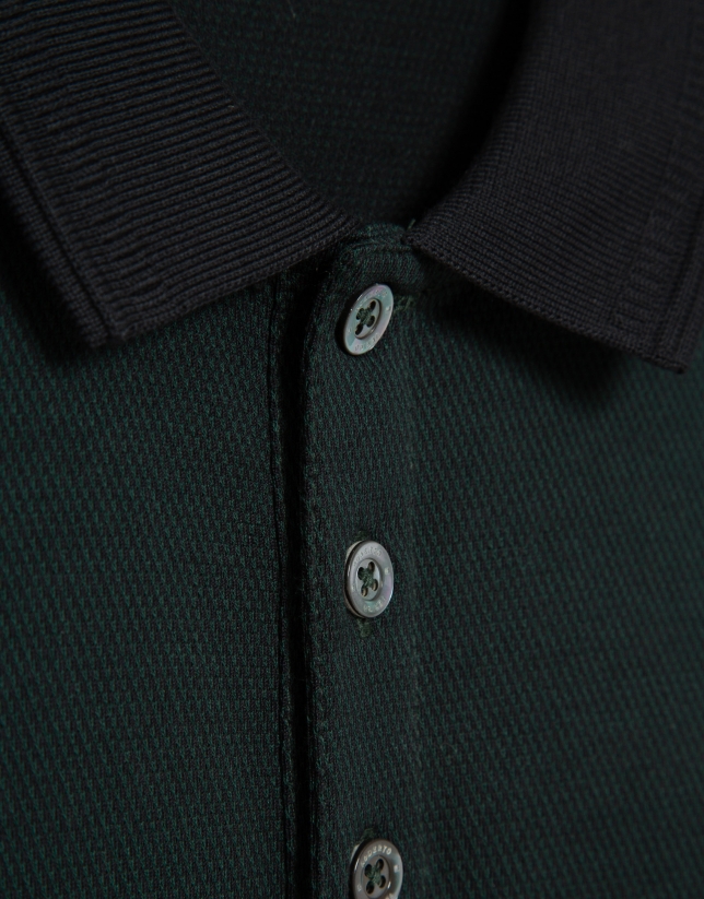 Polo jacquard mercerizado verde/marino
