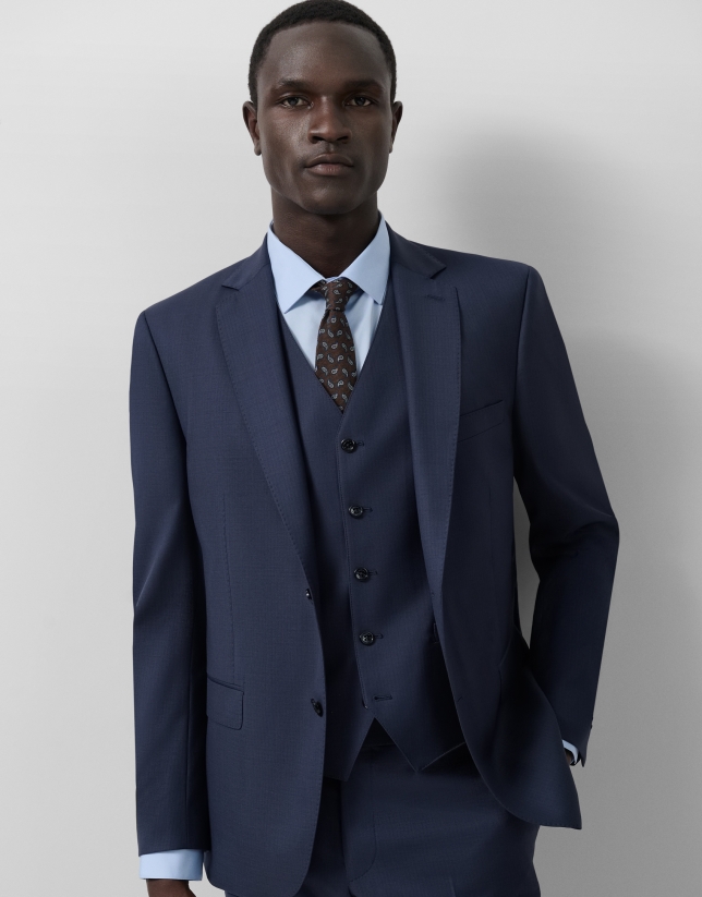 Chaleco de traje lana azul oscuro liso