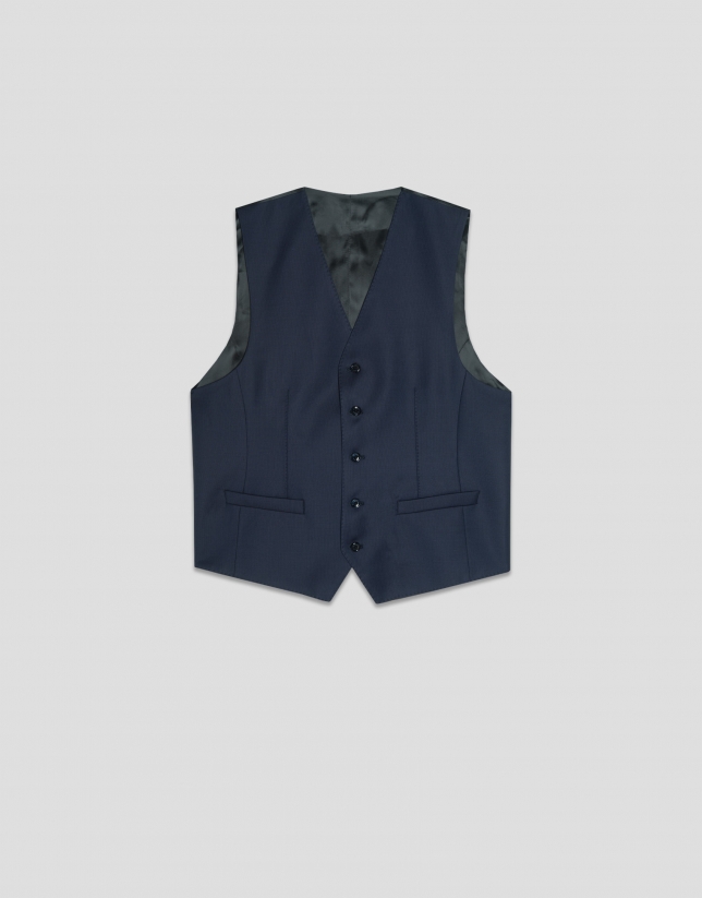 Chaleco de traje lana azul marino liso