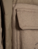 Jacket combined with technical fabric and mink-colored cloth