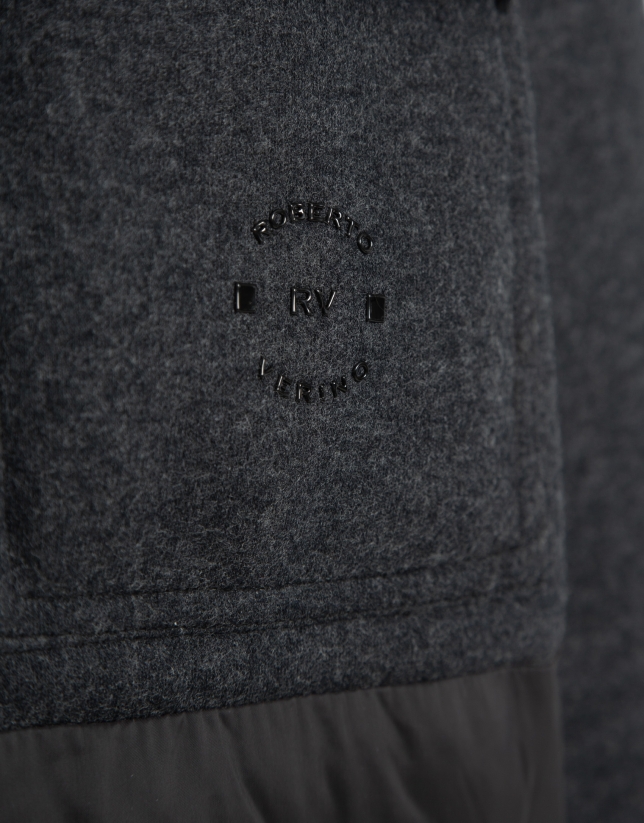Jacket combined with technical fabric and dark grey cloth