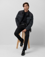Jacket combined with technical fabric and dark grey cloth