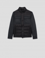 Jacket combined with technical fabric and dark grey cloth