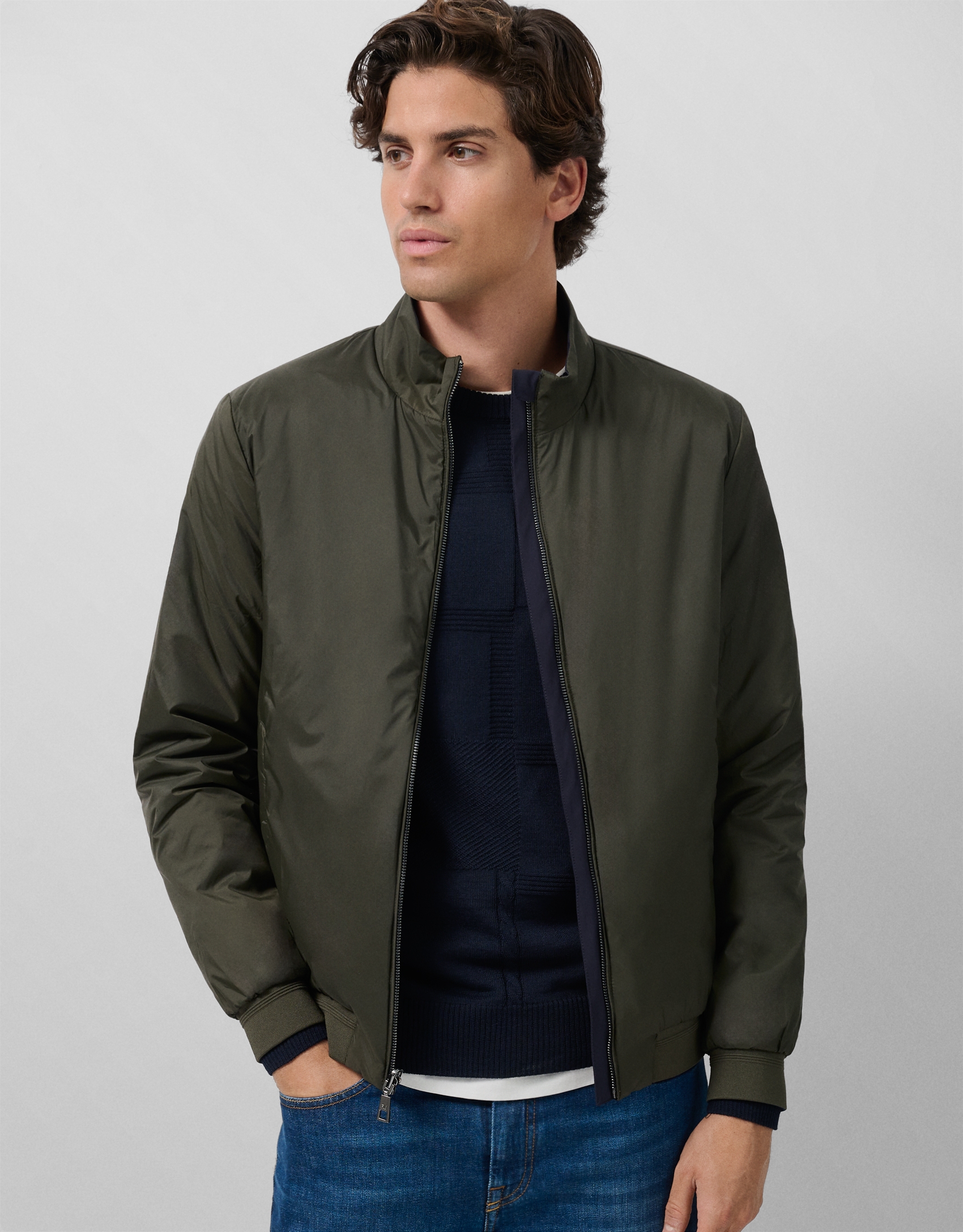 Khaki/navy reversible jacket