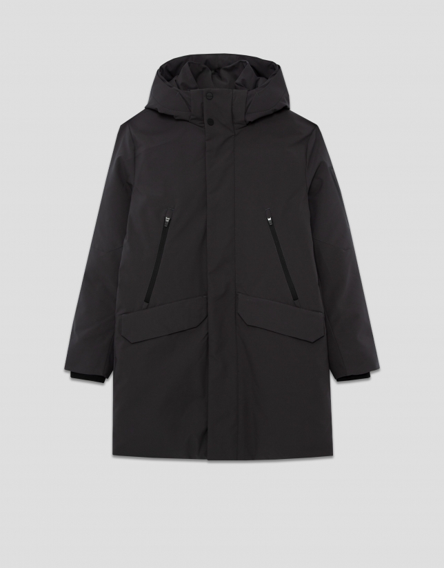 Trench largo técnico acolchado color gris oscuro