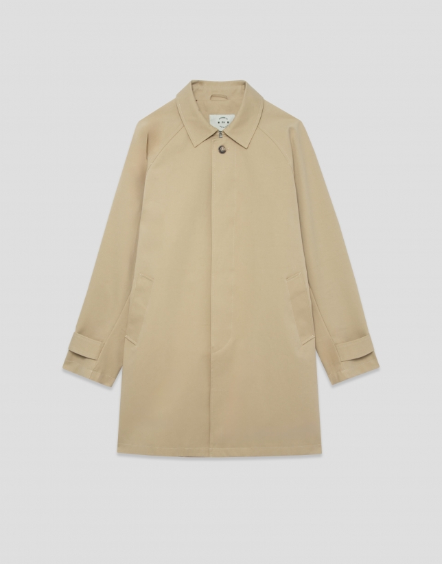 Beige raglan sleeve trench coat