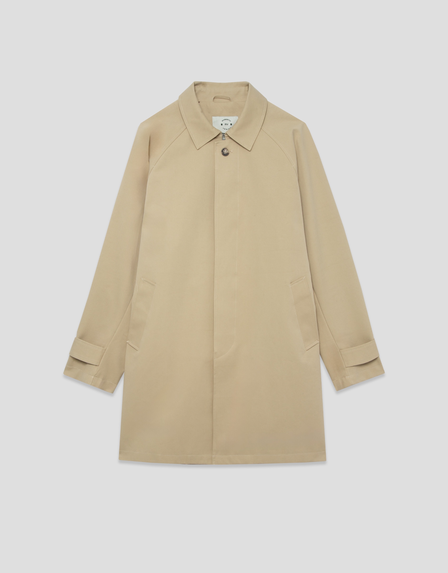 Beige raglan sleeve trench coat