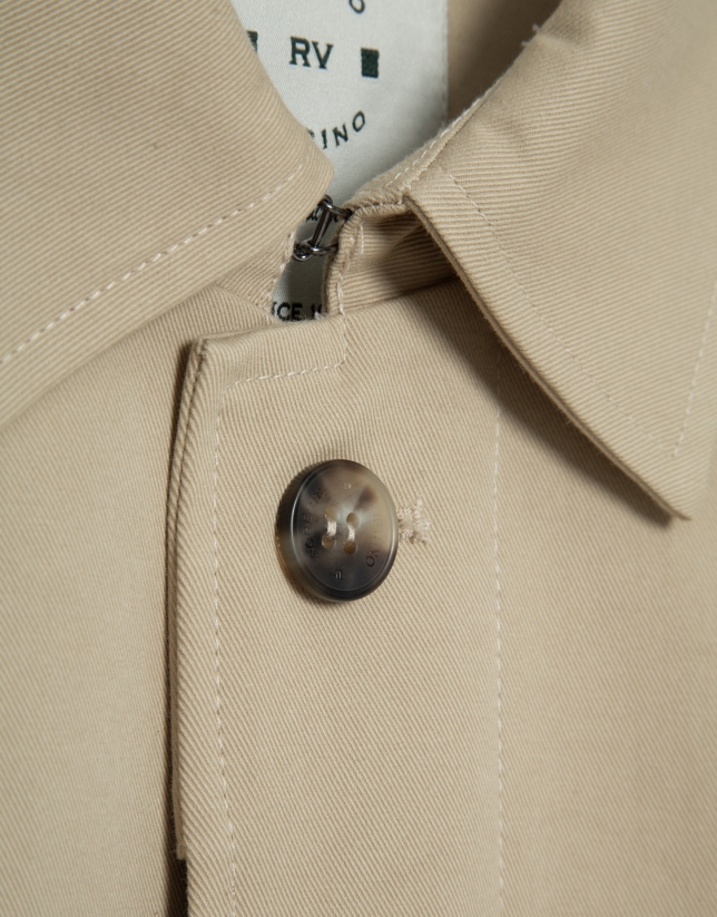 Beige raglan sleeve trench coat