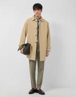 Beige raglan sleeve trench coat