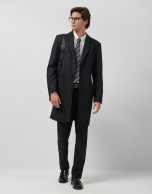Black/white twill coat