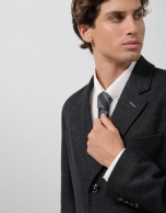 Black/white twill coat