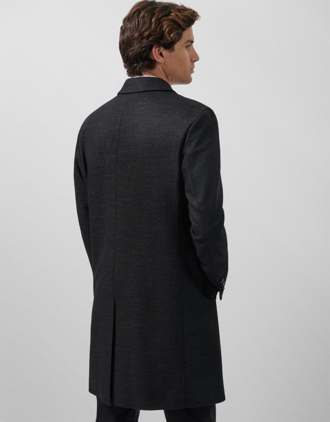 Black/white twill coat