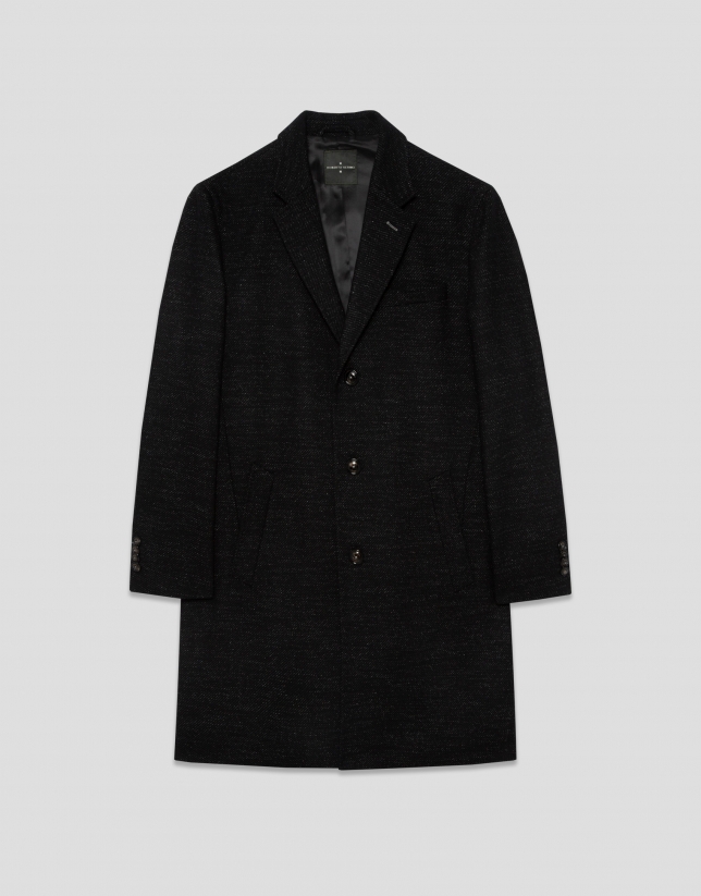 Black/white twill coat