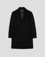 Black/white twill coat