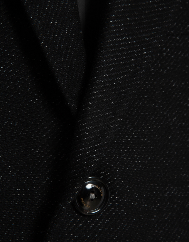 Black/white twill coat