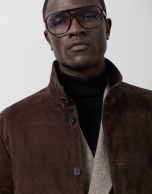 Chaqueta acolchada de ante marr&oacute;n