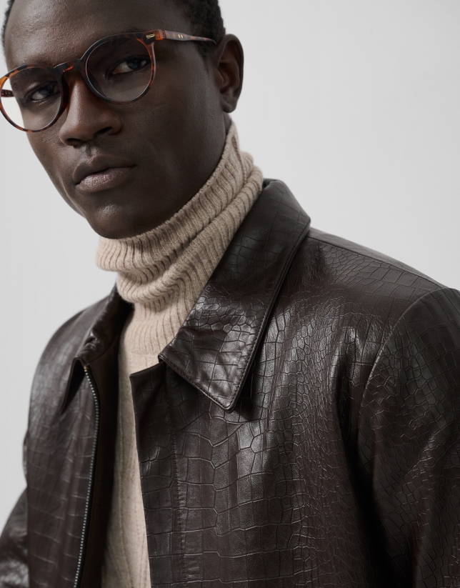 Brown crocodile print jacket