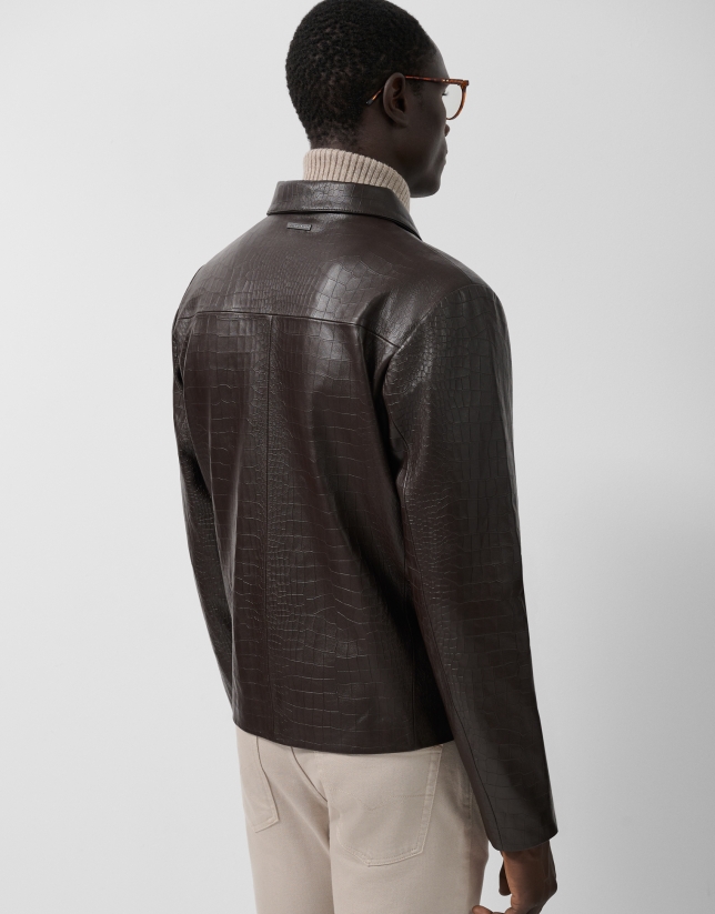 Brown crocodile print jacket