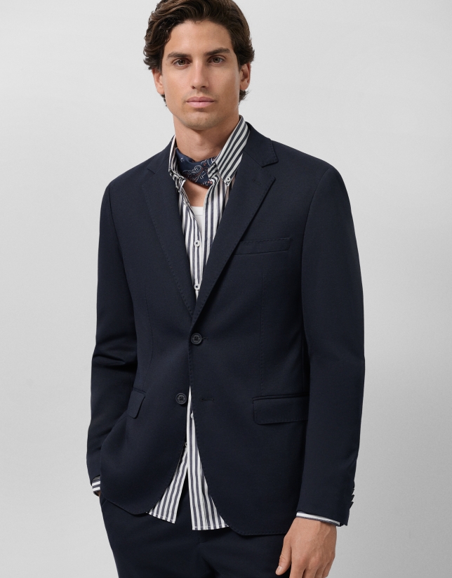 Navy blue Roman knit separate blazer