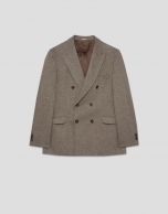 Brown twill double-breasted separate blazer
