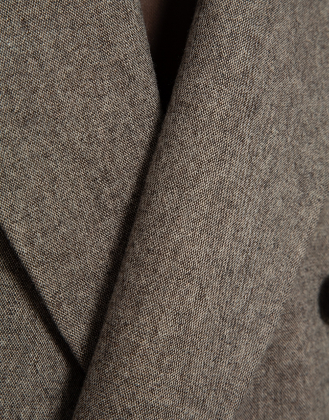 Brown twill double-breasted separate blazer