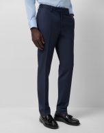 Slim fit half canvas suit in plain navy blue