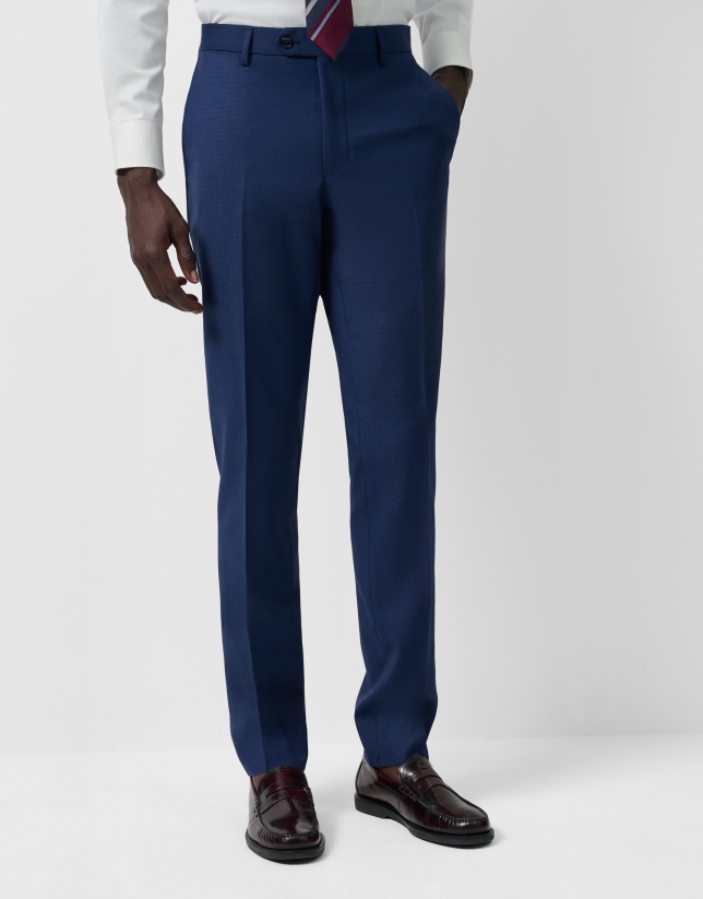 Traje half canvas slim fit microcuadros marino