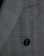 Virgin wool half-canvas suit with grey checks