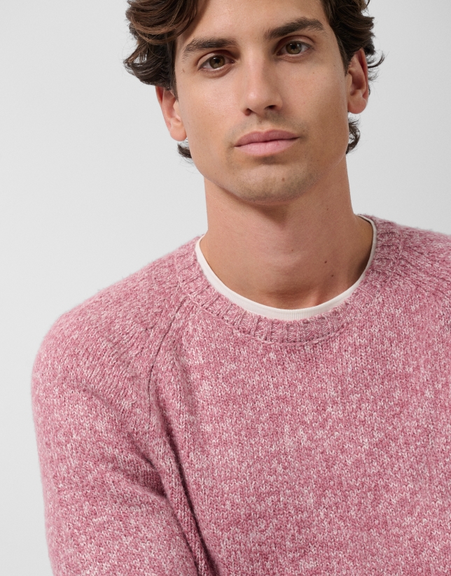 Pink/ecru mouliné sweater