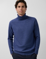 Jersey cuello cisne azul melange