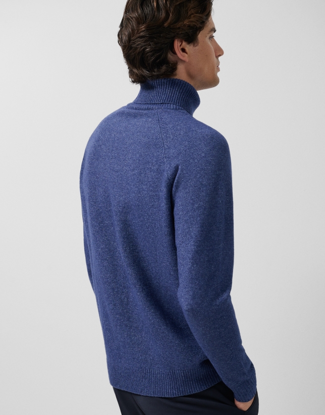 Jersey cuello cisne azul melange