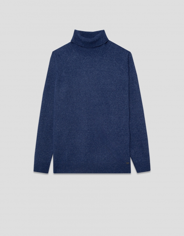 Blue melange turtleneck sweater