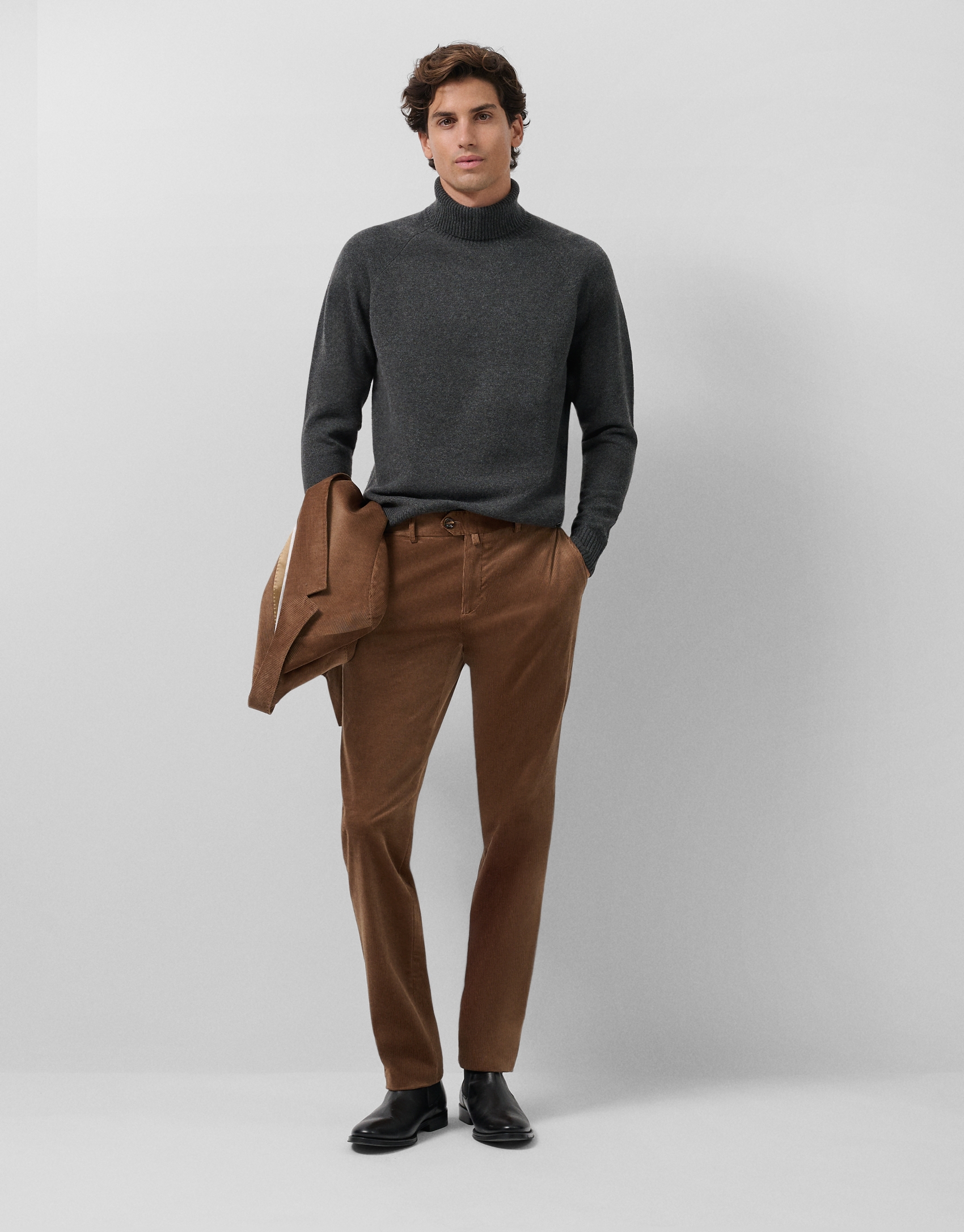 Dark grey melange turtleneck sweater