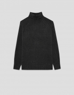Dark grey melange turtleneck sweater