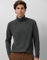 Dark grey melange turtleneck sweater
