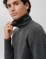 Dark grey melange turtleneck sweater