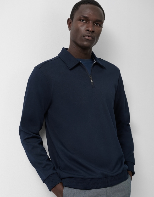 Navy sweatshirt with chest logo