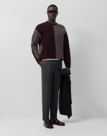 Plum and ecru fantasy sweater