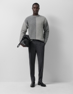 Jersey fantasía gris melange y crudo