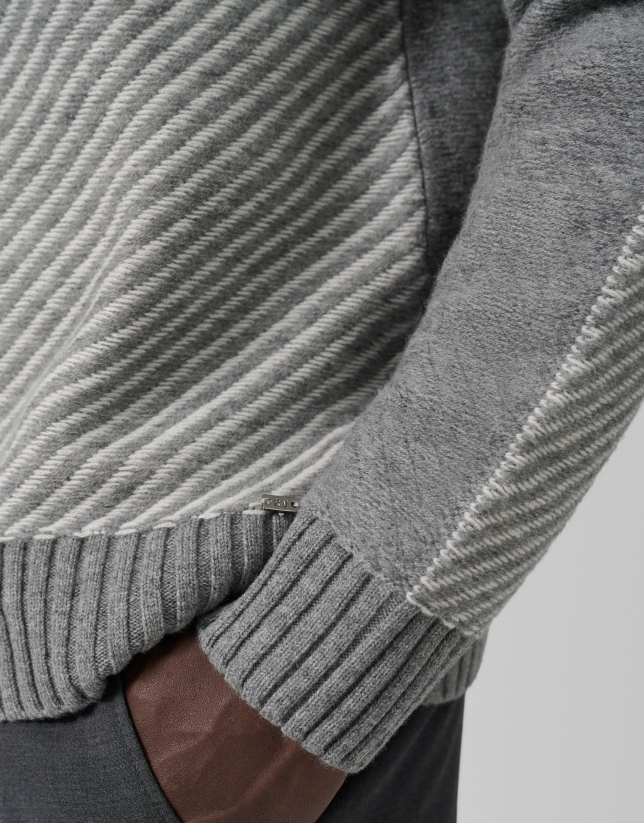 Jersey fantasía gris melange y crudo