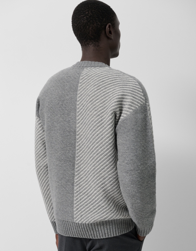 Jersey fantasía gris melange y crudo